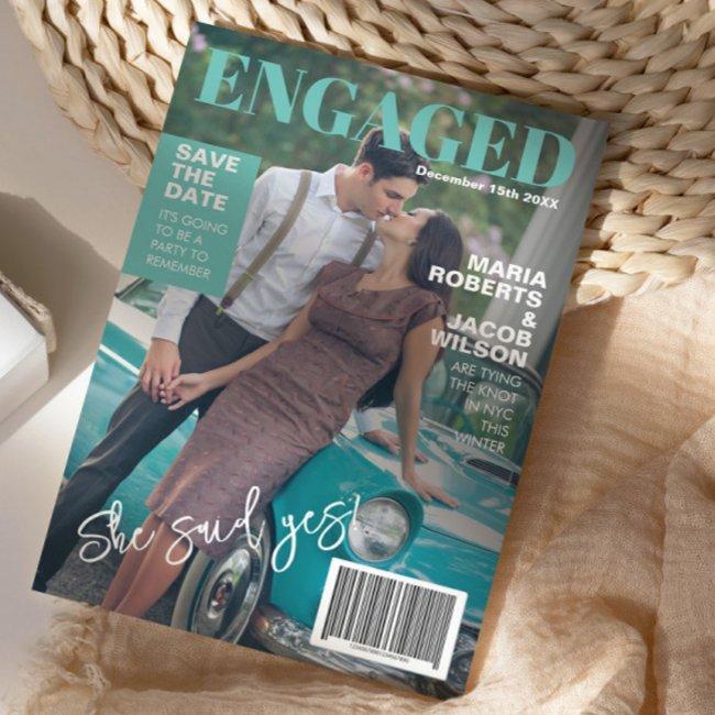 Magazine Cover Save The Date Photo Announcement
