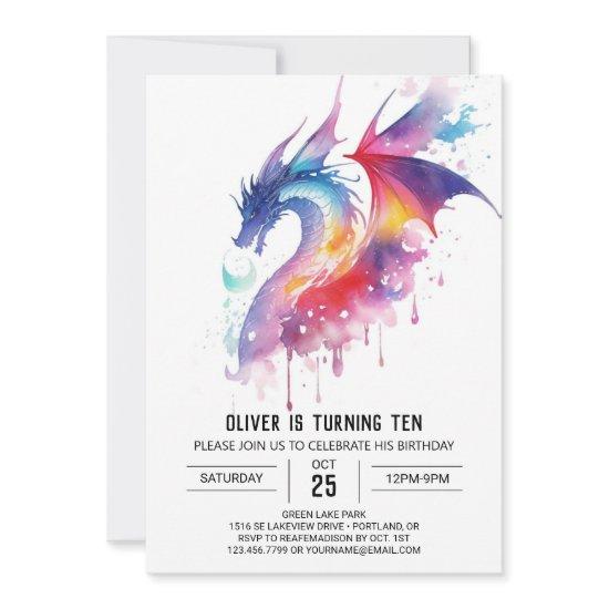 Magical Enchanted Dragon Birthday Invitation