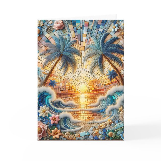 Magical Mosaic Tropical Ocean Sunset Birthday Invitations
