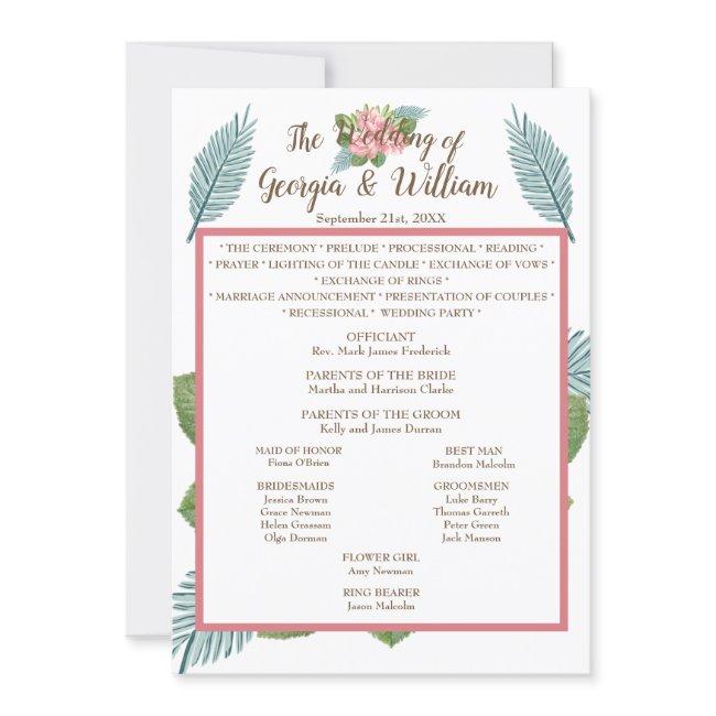 Magnolia Lilies Bouquet Wedding Program Menu Chart