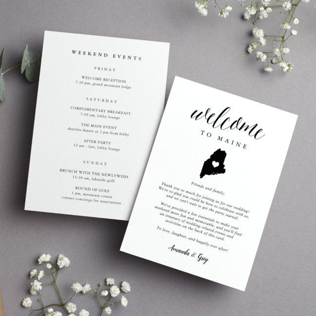 Maine Wedding Welcome Letter & Itinerary