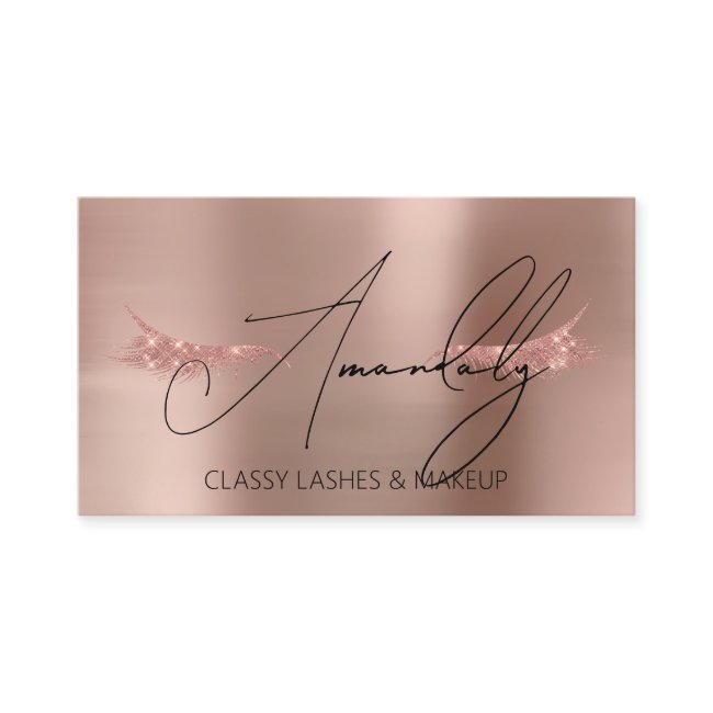Makeup Artist Lash Qr Logo Microblade Rose Glitter Business Invitations