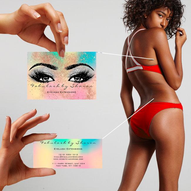 Makeup Eyebrow Lash Glitter Pastel Spark Esthetici Business Invitations