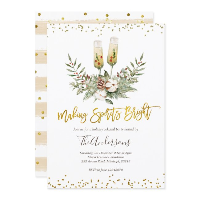 Making Spirits Bright Christmas Cocktail Party Invitation