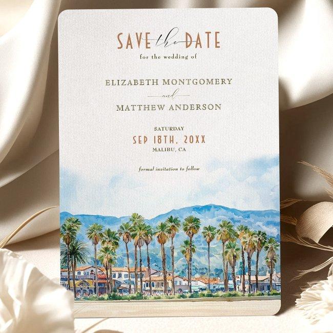 Malibu Beach Santa Barbara Ca Save The Date Invitation