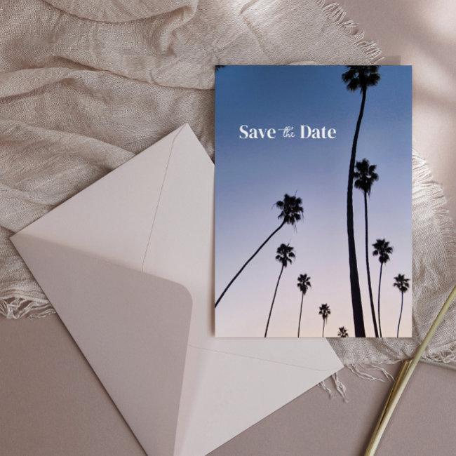 Malibu Palm Trees • Save The Date • Boho Blue Postinvitations