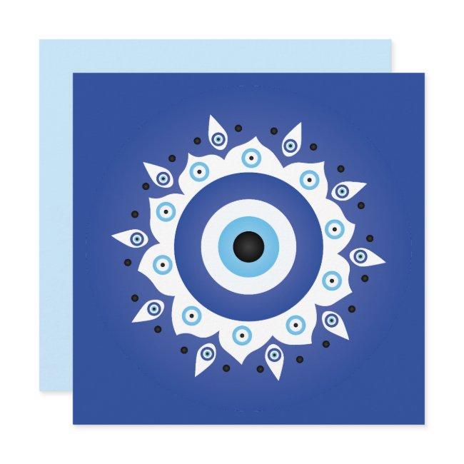 Mandala Greek Evil Eye Blue White Invitations