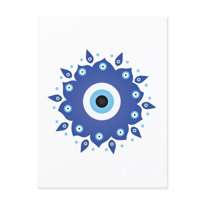 Mandala Greek Evil Eye Blue White Postinvitations
