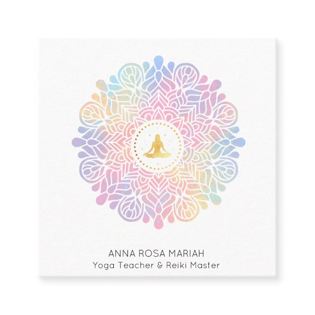 *~* Mandala Women Meditation Energy Pastel Rainbow Square Business Invitations