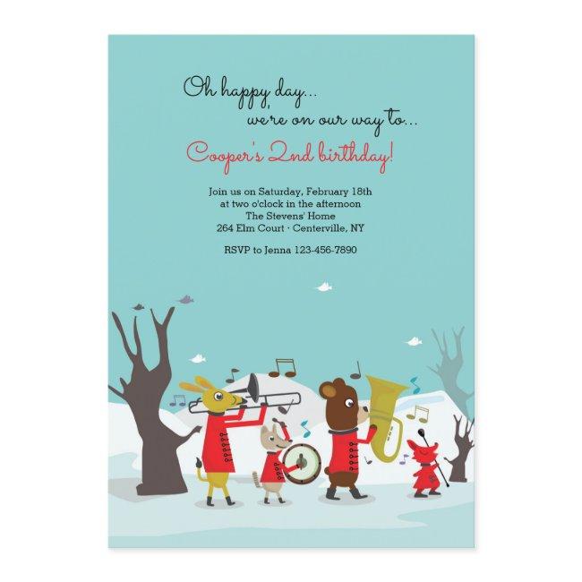 Marching Animal Band Birthday Party Invitation