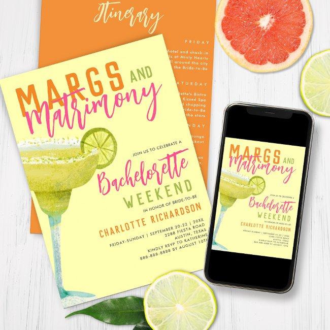 Margs & Matrimony Margaritas Bachelorette Weekend Invitation