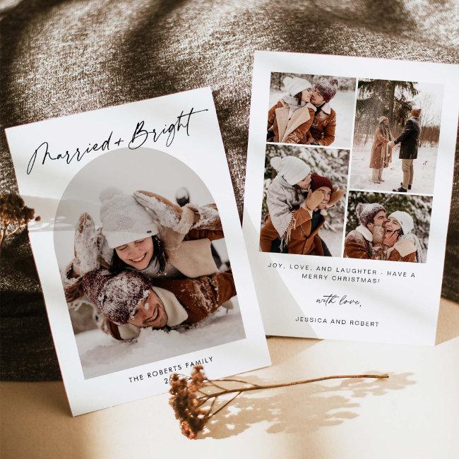 Married And Bright Arch Photo Holiday Invitations