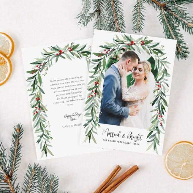Married & Bright Christmas Arch Announcement Invitations