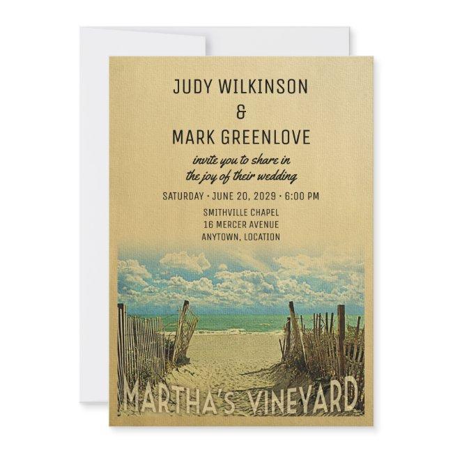 Martha's Vineyard Beach Vintage Wedding Invitation