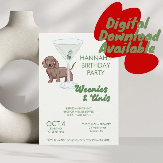 Martini And Weenie's Birthday Party Invitation