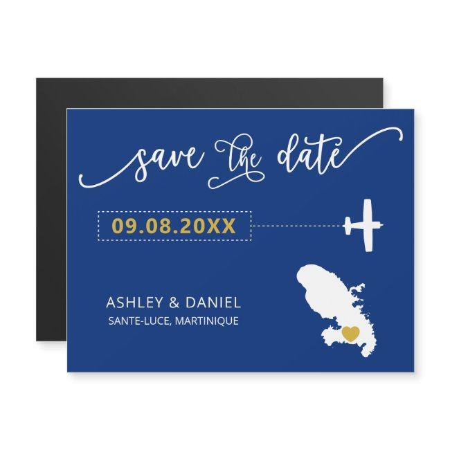 Martinique Wedding Save The Date Invitations, Map Magnetic Invitation