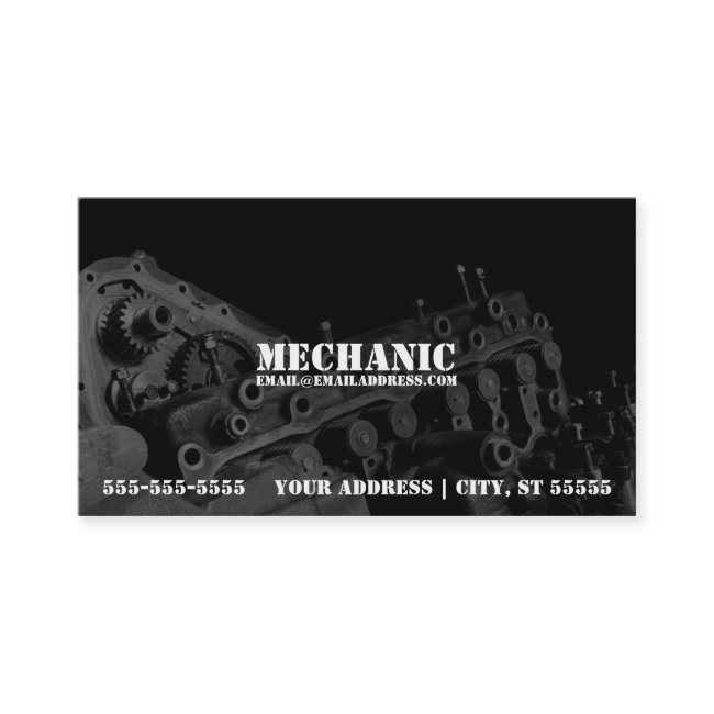 Mechanic Business Invitations W/ Engine Photo