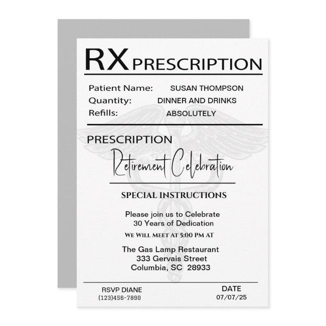 Medical Prescription Pad Retirement Party Invitation