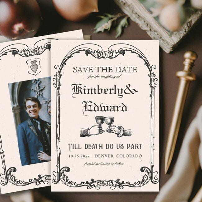 Medieval Fantasy Middle Ages Engraving Save The Date