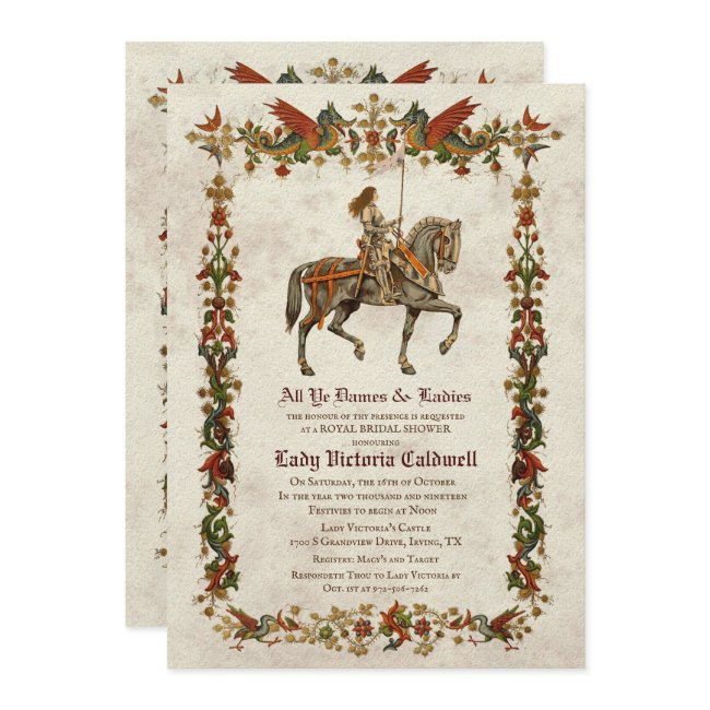 Medieval Renaissance Bridal Shower Invitation