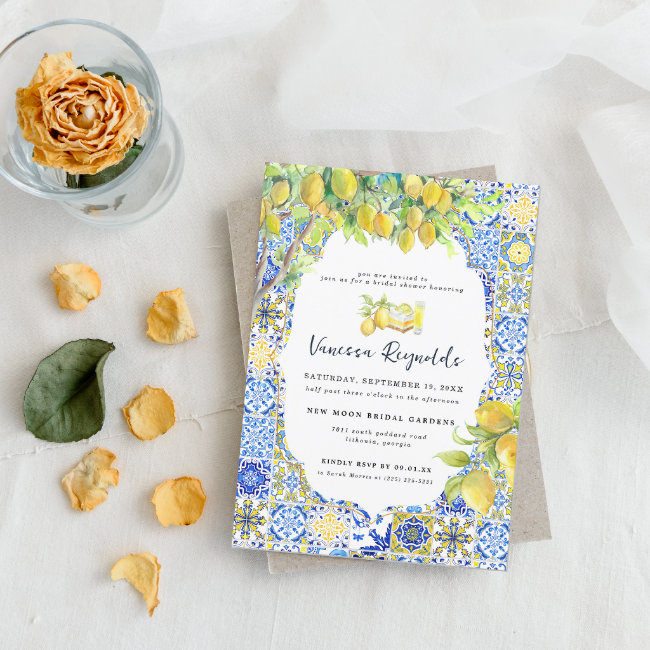 Mediterranean Lemon Tiles | Bridal Shower Invitation