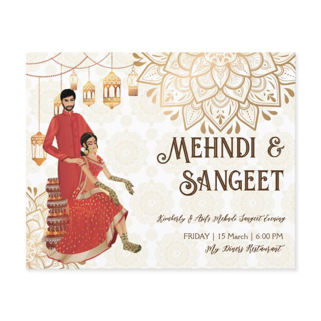 Mehndi Budget Invite With Cute Indian Henna Bride