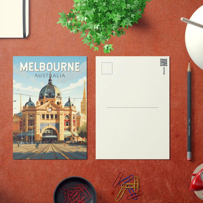 Melbourne Australia Travel Art Vintage Postinvitations