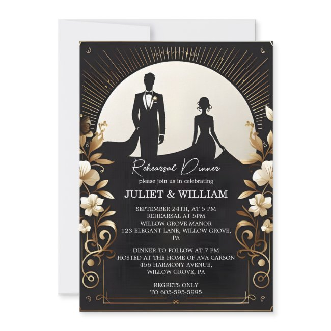 Men Adult Tuxedo Bold Black Tie Rehearsal Dinner Invitation