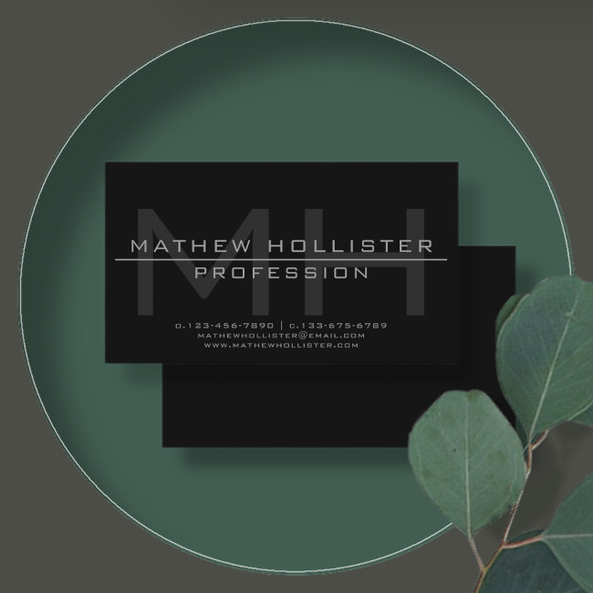 Men's Monogrammed, Grey & Black Business Invitations