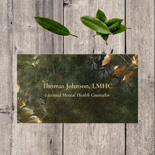 Mental Health Counselor Gold Leaves | Nature Business Invitations