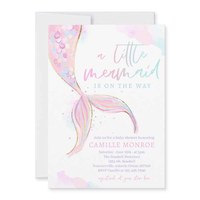 Mermaid Under The Sea Ocean Girl Baby Shower Invitation