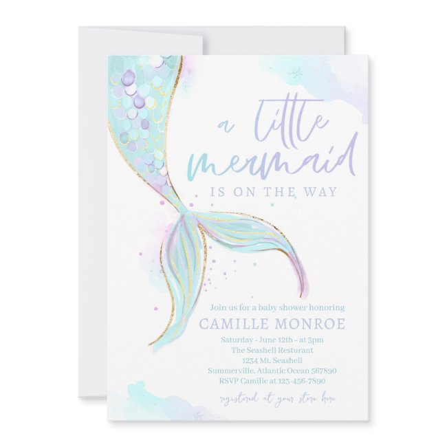 Mermaid Under The Sea Ocean Girl Baby Shower Invitation