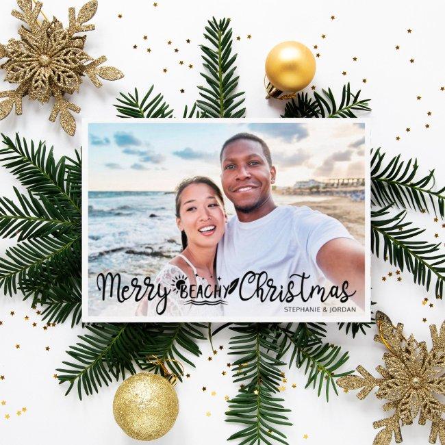Merry Beachy Christmas Fun Vacation Photo Holiday Invitations