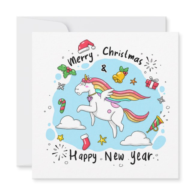 Merry Christmas With Unicorn Holiday Invitations