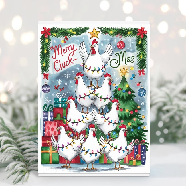 Merry Cluck-mas Chickens Christmas Invitations