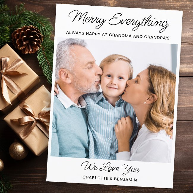 Merry Everything Grandparents Cute Photo Christmas Holiday Invitations