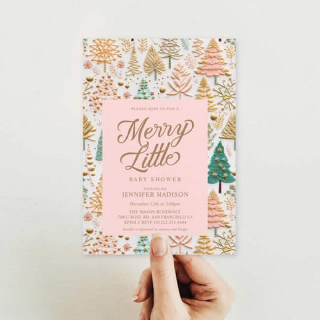 Merry Little Girl Baby Shower Invitation