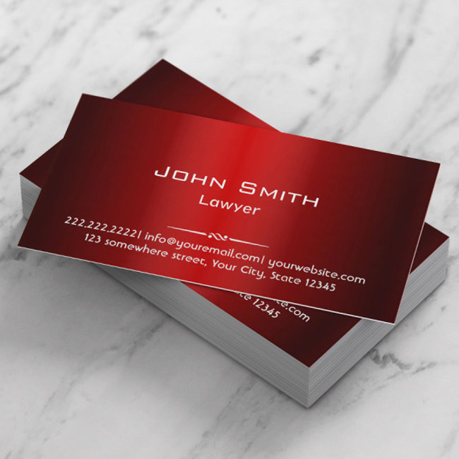Metallic Red Lawyer Attorney At Law Business Invitations