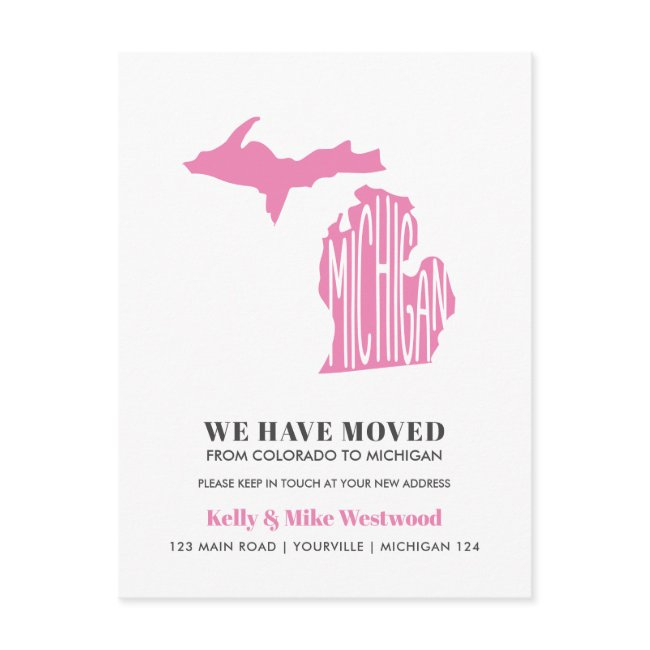 Michigan We've Moved New Address New Home Postcar Postinvitations
