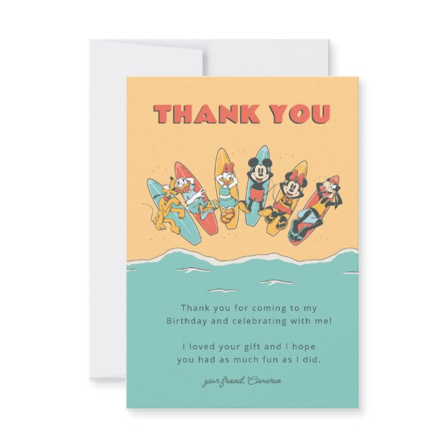 Mickey & Friends Surf's Up Birthday Thank You