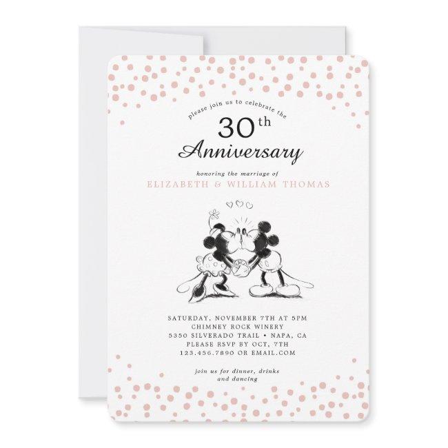 Mickey & Minnie Pink Confetti Wedding Anniversary Invitation