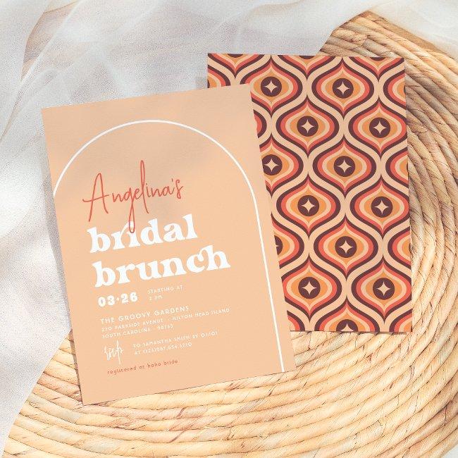 Mid Modern Orange Retro Arch Brunch Bridal Shower Invitation