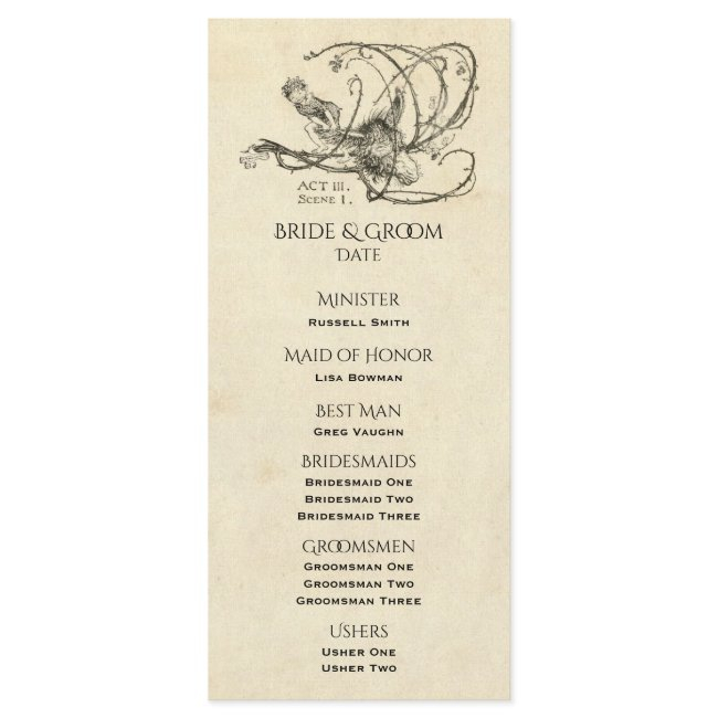 Midsummer Night's Dream Wedding Program