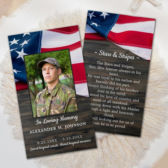 Military Funeral Prayer Invitations American Flag Photo