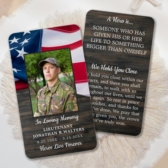 Military Memorial Flag Fallen Soldier Prayer Invitations