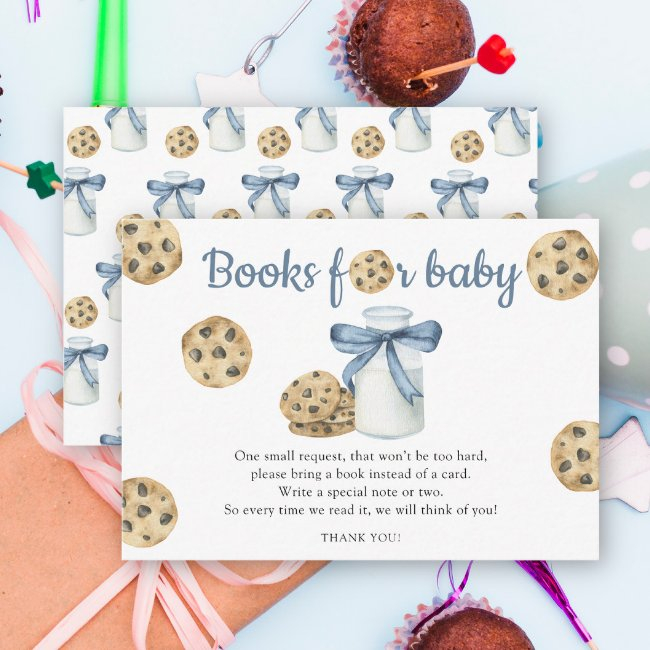 Milk And Cookies And Bow Books For Baby Enclosure Invitations