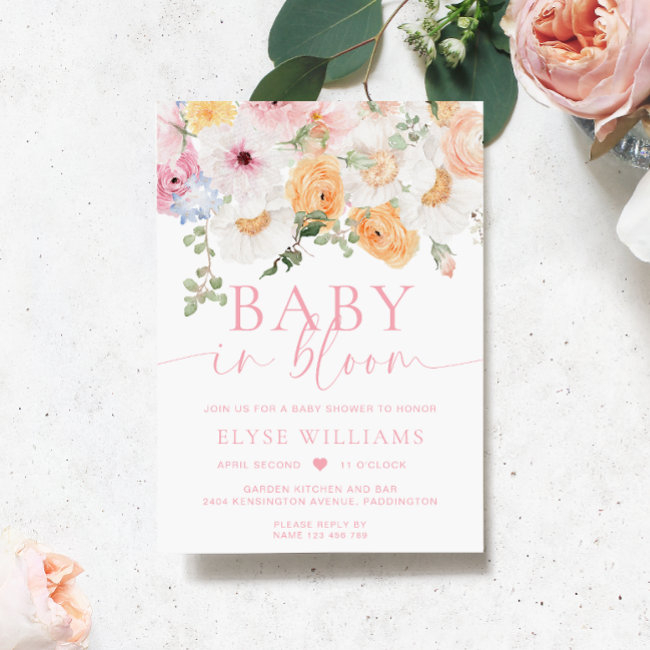 Millie Floral Baby In Bloom Baby Shower Invitation