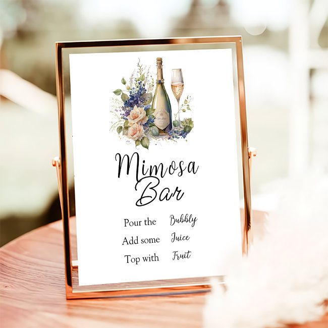 Mimosa Bar Sign Floral Champagne Bridal Shower