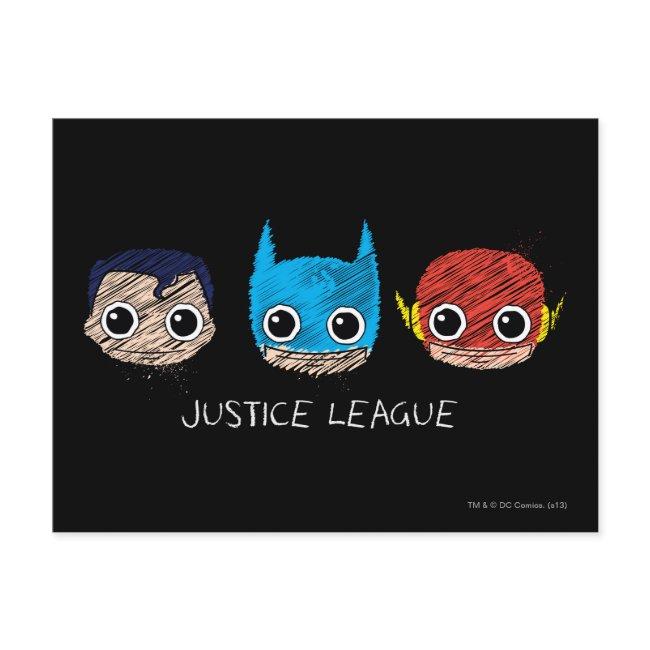 Mini Justice League Heads Sketch Postinvitations