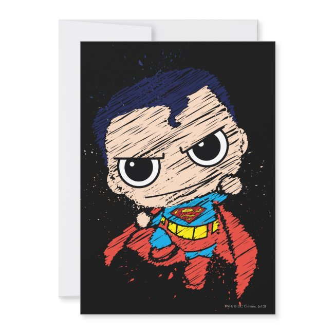 Mini Superman Sketch - Flying Invitation